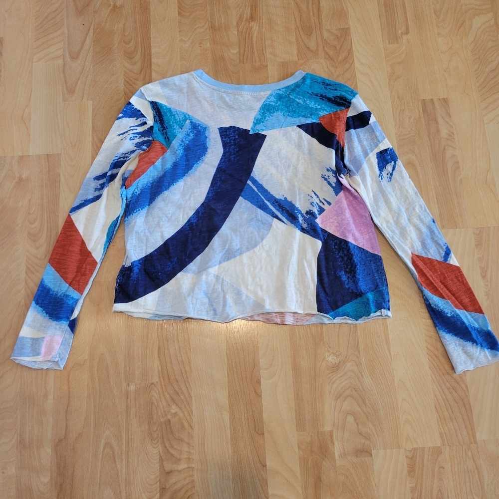 Anthropologie Maeve Caitlin Long Sleeve Boxy Tee Size M Blue - Picture 8 of 8